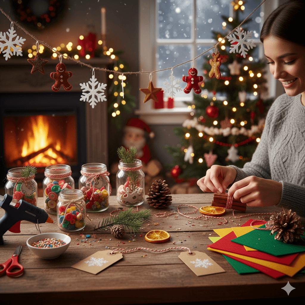 Budget-friendly Christmas decorations with handmade crafts