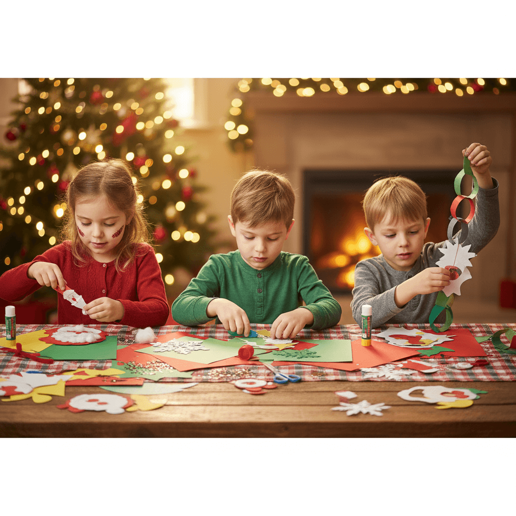 Kids making Christmas crafts